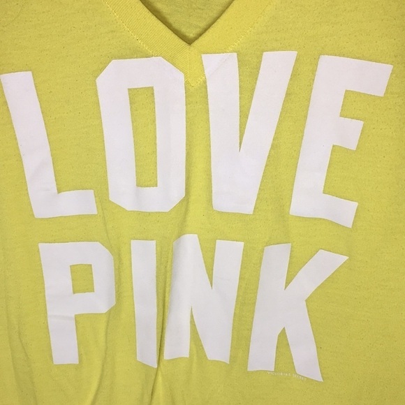 Pink Victoria’s Secret T-shirt size small yellow PINK VS SHIRT v-neck light​​ - Picture 4 of 6